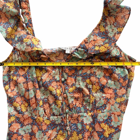 Veronica Beard Malgosia Floral Cotton Ruffle Cottagecore Vintage Midi Dress 10 - Picture 9 of 12